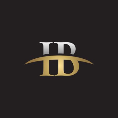 İlk harf Gümüş altın swoosh IB logo logo siyah arka plan swoosh