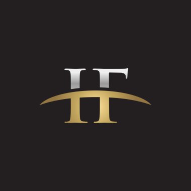 İlk harf Ifsilver altın swoosh logo logo siyah arka plan swoosh