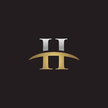 İlk harf Gümüş altın swoosh II logosu logo siyah arka plan swoosh