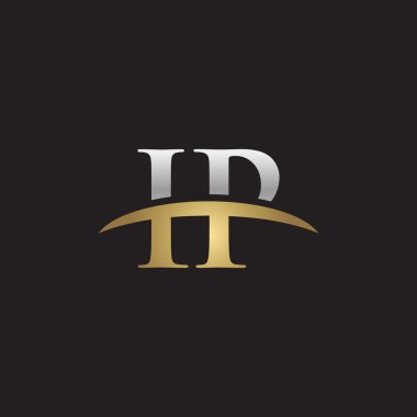 İlk harf Gümüş altın swoosh IP logo logo siyah arka plan swoosh