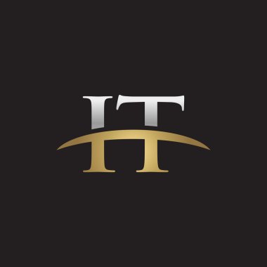 İlk harf bu Gümüş altın swoosh logo logo siyah arka plan swoosh