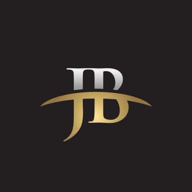 İlk harf Gümüş altın swoosh Jb logo logo siyah arka plan swoosh