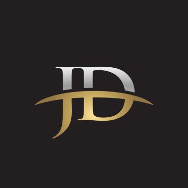 İlk harf Gümüş altın swoosh Jd logo logo siyah arka plan swoosh