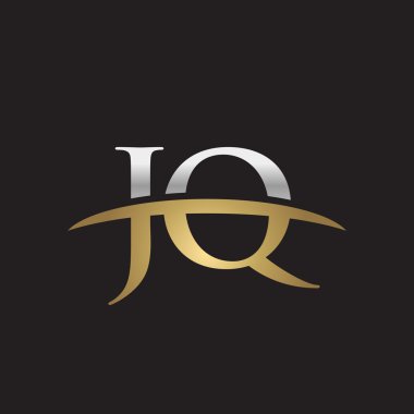 İlk harf Gümüş altın swoosh Jq logo logo siyah arka plan swoosh
