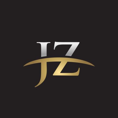 İlk harf Gümüş altın swoosh Jz logo logo siyah arka plan swoosh