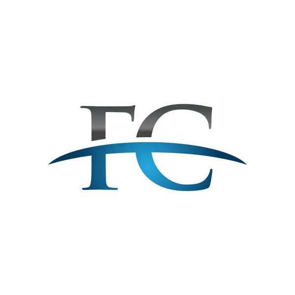 Anfangsbuchstabe fc blau swoosh logo swoosh logo — Stockvektor