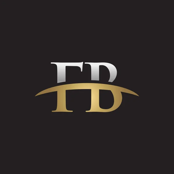 Початкова літера FB срібний золотий флеш логотип флеш логотип чорний фон — стоковий вектор