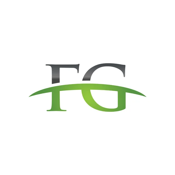 Letra inicial FG logotipo swoosh verde logotipo swoosh —  Vetores de Stock
