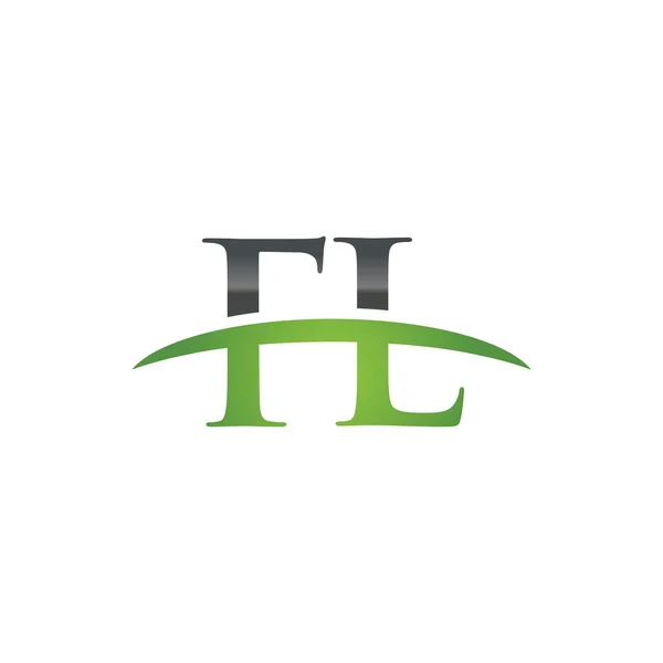 Carta inicial FL logotipo swoosh verde logotipo swoosh —  Vetores de Stock