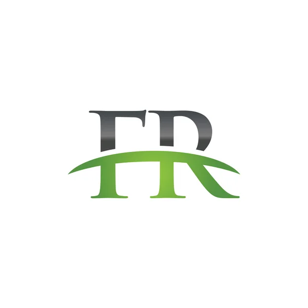 Carta inicial FR logotipo swoosh verde logotipo swoosh —  Vetores de Stock