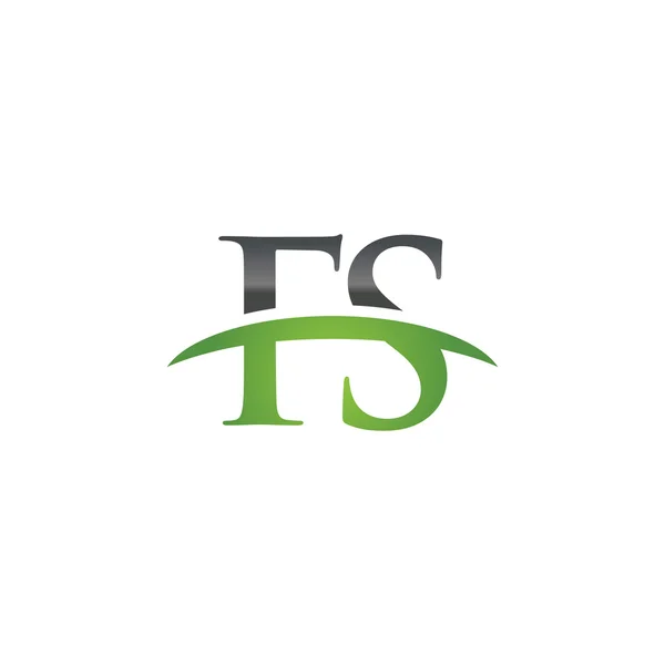 Начальная буква FS зеленый логотип swoosh логотип swoosh — стоковый вектор
