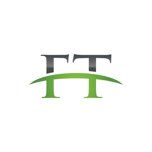 Počáteční písmeno Ft zelené swoosh logo swoosh logo — Stockový vektor