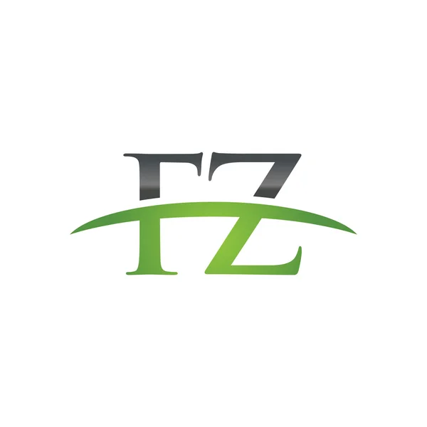 Eerste brief Fz groen swoosh logo swoosh logo — Stockvector