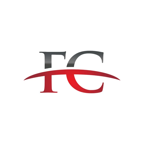 Anfangsbuchstabe fc rot swoosh logo swoosh logo — Stockvektor