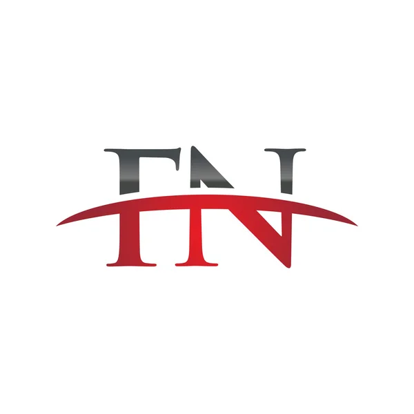 Letra inicial FN logotipo swoosh vermelho logotipo swoosh — Vetor de Stock