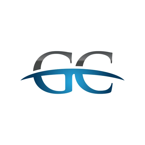 Letra inicial GC azul swoosh logo swoosh logo — Archivo Imágenes Vectoriales