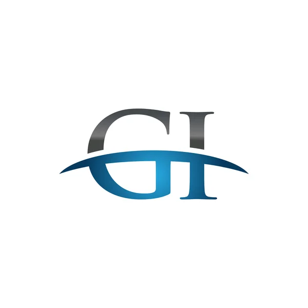 Initial letter GI blue swoosh logo swoosh logo — Stock Vector