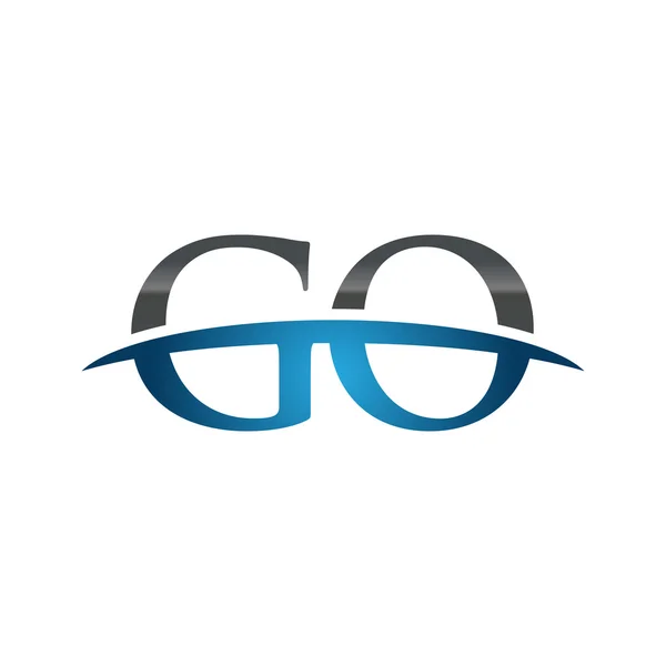Anfangsbuchstabe go blue swoosh logo swoosh logo — Stockvektor