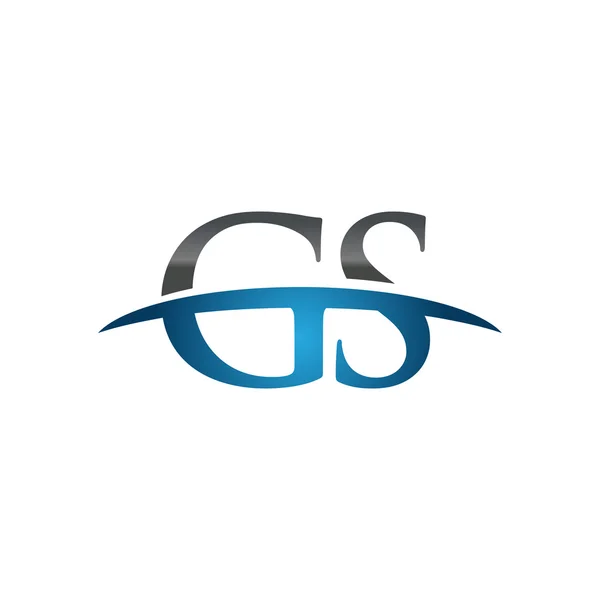 Eredeti levél Gs kék swoosh logó swoosh logó — Stock Vector