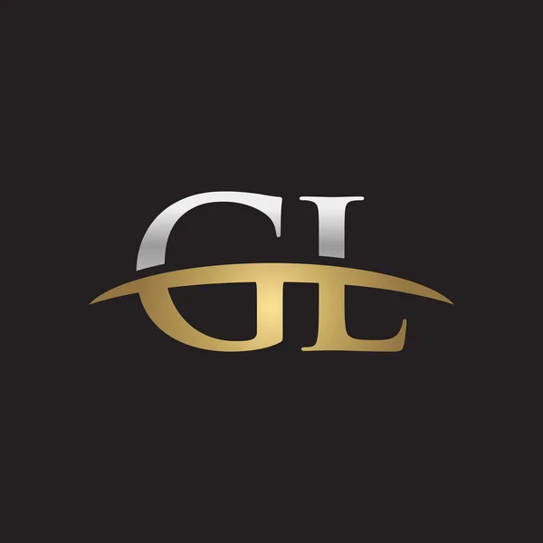 Початкова літера GL срібний золотий флеш логотип флеш логотип чорний фон — стоковий вектор