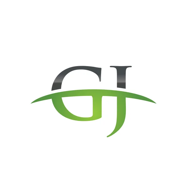 Letra inicial GJ logo swoosh verde logotipo swoosh — Vector de stock
