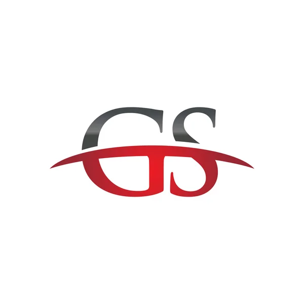 Piros kezdőbetűje Gs swoosh logó swoosh logó — Stock Vector