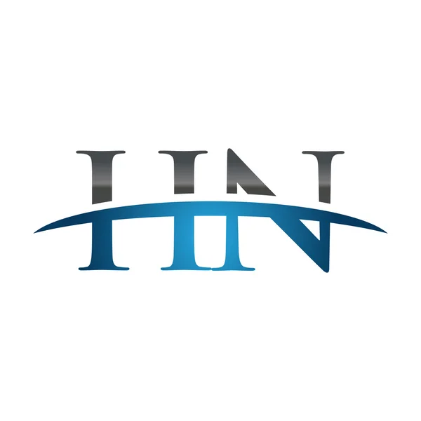 İlk harf Hn mavi swoosh logo logo swoosh — Stok Vektör