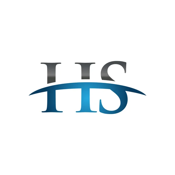 Initial letter HS blue swoosh logo swoosh logo — Stock Vector