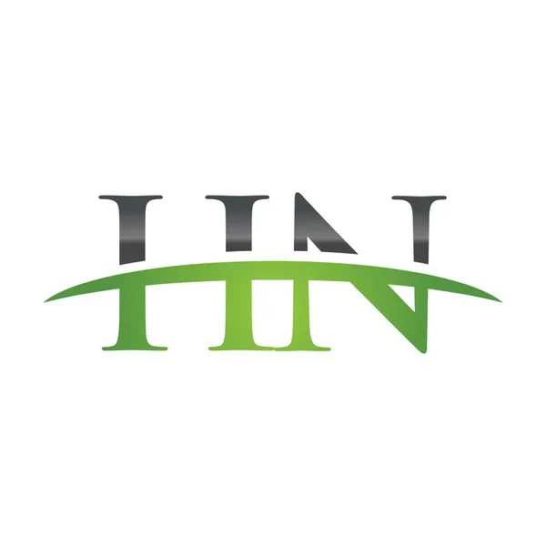 Počáteční písmeno Hn zelené swoosh logo swoosh logo — Stockový vektor