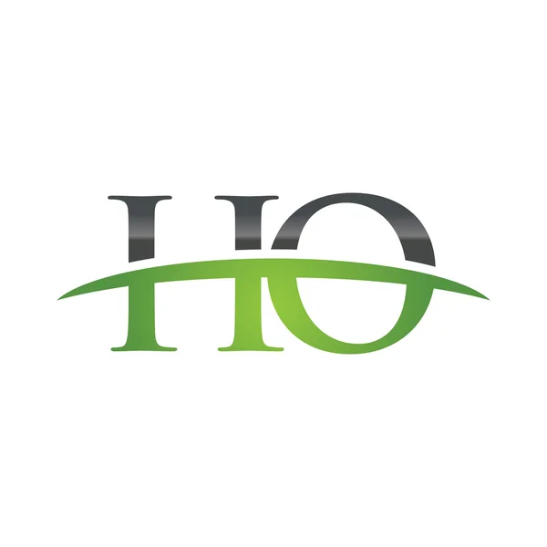 Lettre initiale HO vert logo swoosh logo swoosh — Image vectorielle