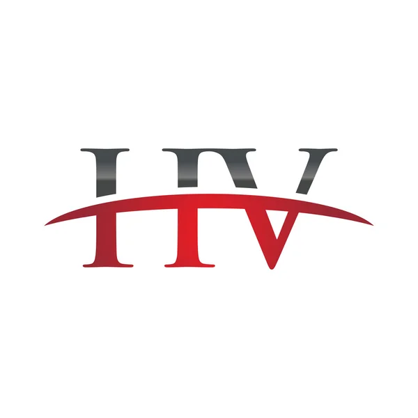 Начальное письмо HV красный swoosh логотип swoosh логотип — стоковый вектор