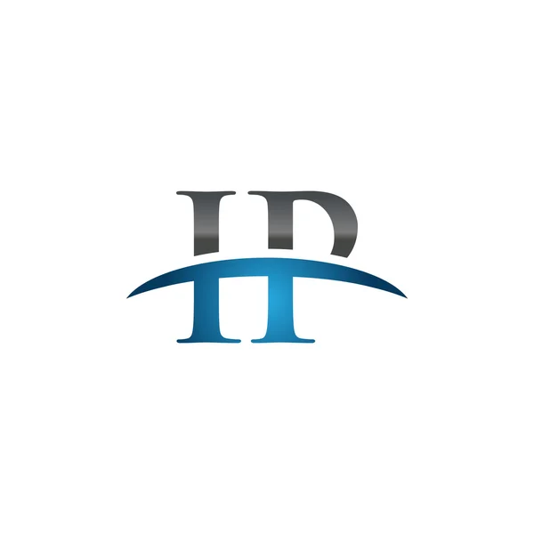 Initial letter IP blue swoosh logo swoosh logo — Stock Vector