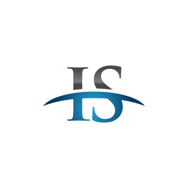 Lettre initiale IS logo bleu swoosh logo swoosh — Image vectorielle