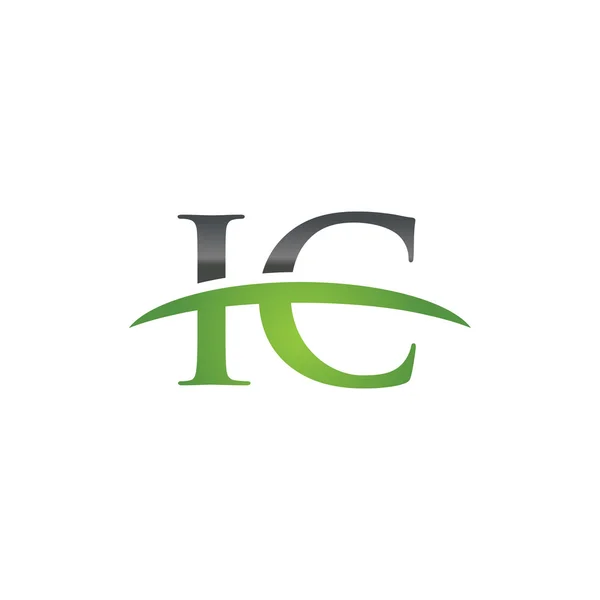 Αρχικό γράμμα Ic green swoosh λογότυπο swoosh λογότυπο — Διανυσματικό Αρχείο