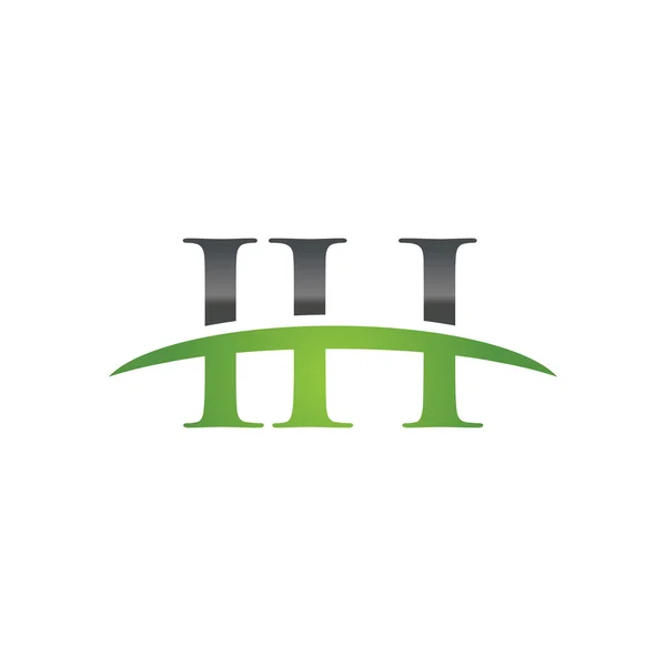 Lettre initiale IH vert logo swoosh logo swoosh — Image vectorielle