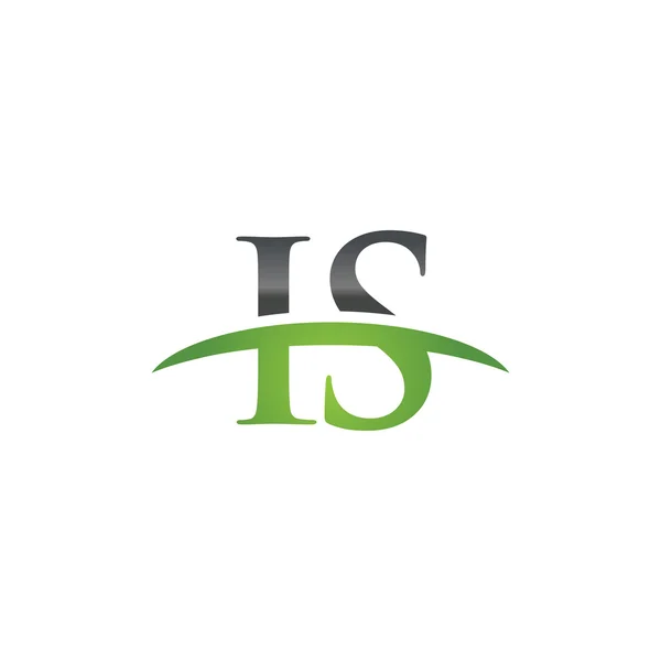 Initial letter IS green swoosh logo swoosh logo — Stock Vector
