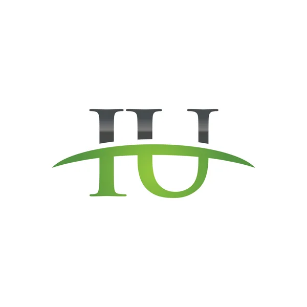 Lettre initiale IU vert logo swoosh logo swoosh — Image vectorielle