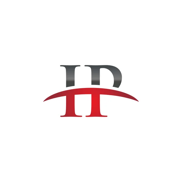 Initial letter IP red swoosh logo swoosh logo — Stock Vector