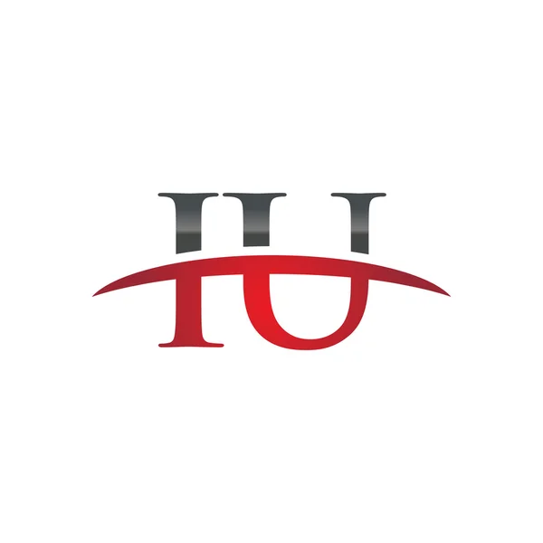 Initial letter IU red swoosh logo swoosh logo — Stock Vector