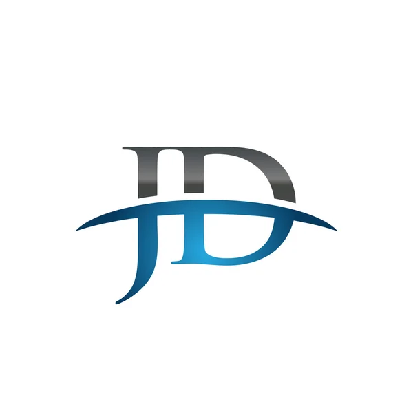 Eerste brief Jd blauw swoosh logo swoosh logo — Stockvector