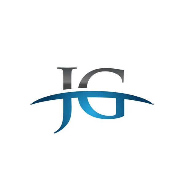 Carta inicial logotipo swoosh azul JG logotipo swoosh —  Vetores de Stock
