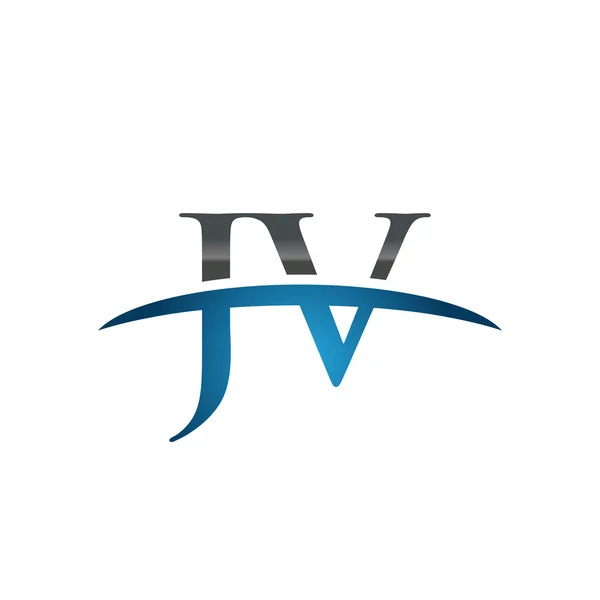 Počáteční písmeno Jv modrá swoosh logo swoosh logo — Stockový vektor