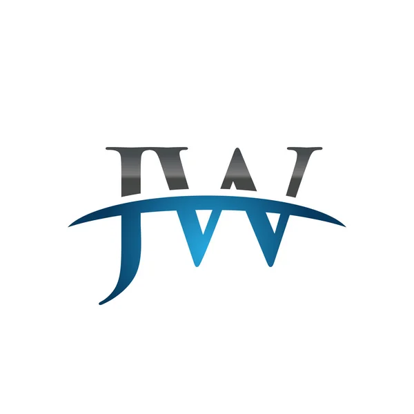 Počáteční písmeno Jw blue swoosh logo swoosh logo — Stockový vektor