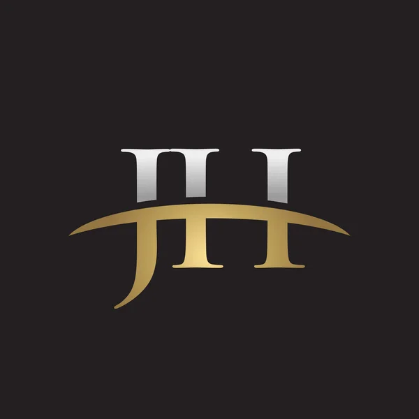 Початкова літера JH срібний золотий флеш логотип флеш логотип чорний фон — стоковий вектор
