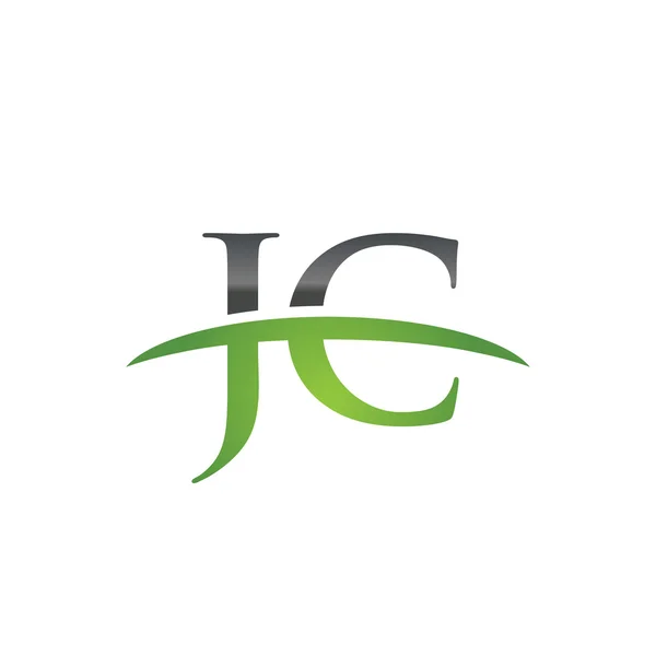 Lettera iniziale JC logo swoosh verde logo swoosh — Vettoriale Stock