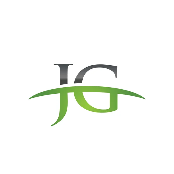 Lettera iniziale JG logo swoosh verde logo swoosh — Vettoriale Stock