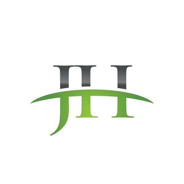 İlk harf Jh yeşil swoosh logo logo swoosh — Stok Vektör