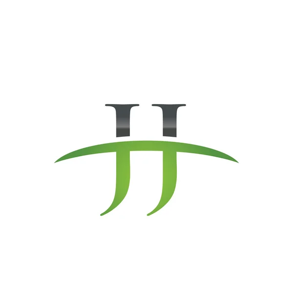 İlk harf Jj yeşil swoosh logo logo swoosh — Stok Vektör