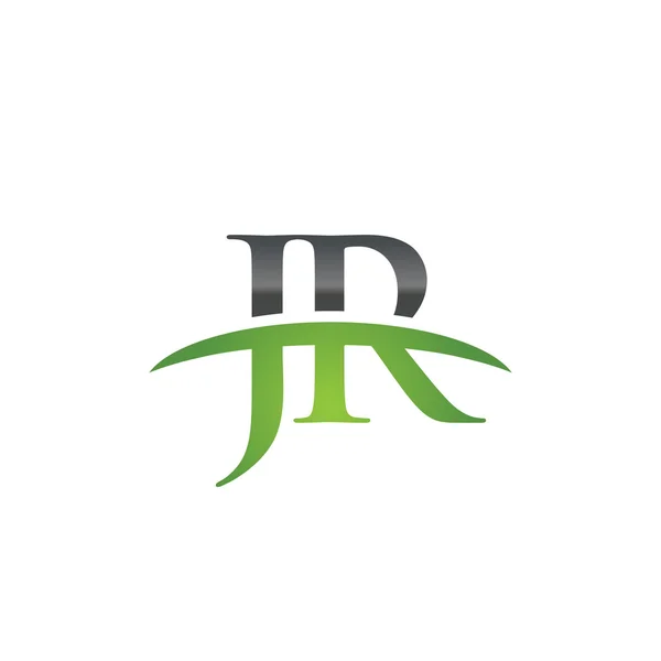 Lettera iniziale JR logo swoosh verde logo swoosh — Vettoriale Stock