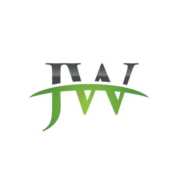 Αρχικό γράμμα πράσινο Jw swoosh λογότυπο swoosh λογότυπο — Διανυσματικό Αρχείο